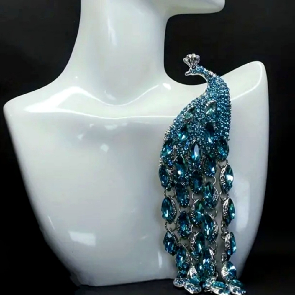5" Peacock Brooch